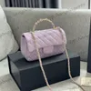Purple najnowszy designerk jagnięta klasyczne mini klapy kołdane torby na top metal z skórzanym uchwytem Diamond siek