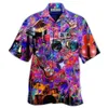 Mäns avslappnade skjortor Nya herr Hawaiian skjortor Party Beer Harajuku överdimensionerad skjorta mode tryckt kortärmad strand topp tee herrkläder camisa 240424