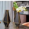 Vases Geometric Metal Vase Decoration Modern Flower Arrangement Dried Accessories Light Luxury Living Room Home