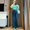 Frauen Jeans 2024 Hoch taillierte Frau Winter Straight Lax Herbst Kleidung Wide Legs Hosen coole Mädchen-Outfithosen Hosen