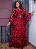 Vestidos de gasa de manga larga para mujeres africanas Dashiki estampado Dubai Abayas Fiesta de bodas Vestido de cumpleaños 2024 Ropa de primavera 240425