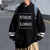 Мужские толстовки на заказ DIY Text Logo Brand Image Clothing персонализировал ваш дизайн модные повседневные пуловки пара полосатые толстовки