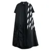 Robes de fête Shirt imprimé vintage noir pour femmes manches courtes plis décontractés lâches longues robes d'été modes élégants vêtements 2024