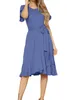 Festklänningar Levaca Womens Summer Plain Casual Flowy Short Sleeve Midi Dress with Belt