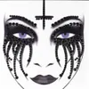 Tattoo Transfer Halloween Fake Tattoo Skull Bone Face Art Jewelry Rhinestone Sticker voor Carnival Night Clubbing Make -up Body Art 240427