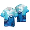 Camisas casuais masculinas Harajuku Dolphin camisas gráficas para homens camisa de praia havaiana casual aloha desenho oceano animal mulheres blusas y2k boy butts 240424