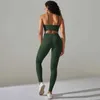 Women's Tracksuits Seamless ribbed womens sportswear two-piece yoga set high waisted gym legs crop top fitness set acid washed activity suit 240424