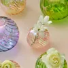 Wazony Opalizujący kulka Kolorowa okrągła wazon przezroczysty szklany salon kwiat garnek z dekoracją domową rośliny stołowe