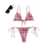 Damen Badebekleidung Customized Logo Badeanzug Dreieck Schnürring Ring Print Sexy Quicksell Cross Out Bikini