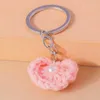 Keychains Lanyards Cute Handmade Knitted Love Heart Charms Keychains Souvenir Gifts for Women Men Car Key Handbag Pendants Keyrings DIY Accessories