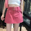 Shorts féminins 2023 New Gary High Waist Denim Jupe Design Bodycon Retro A-Line Micro Jirt avec ceinture Y240425