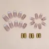 Nail Art Kits Gradient Pink Cute Flower Diamond Wearable Nails Gentle Girl Finger Patch