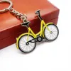 Keychains Lanyards Creative Yellow Blue Bicycle Pendant Keychain Fashion Metal Car Motorcycle Keyrings Bag Ornaments Waist Hanging Key Holder Gift