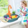 Kinderen aanrecht Toys Simulatie Elektrische vaatwasser Mini Food doen alsof Play House Toy Set Children Role Girl 240416