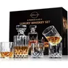 STRUMENTI DI barre a 5 pezzi Whisky Decanter Set Box regalo Decanter Whisky senza piombo con set decanter di whisky bourbon cristallino da 4 bicchieri 240426