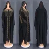 Roupas étnicas chiffon preto capuz abayas feminino vestido de zíper muçulmano africano Dashiki Dubai Turquia manto kaftan marroquino caftan tradicional