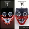 Design delle maschere per feste Halloween FL Face Led Light Up Festival Carnival Horror Film Scary Cosplay Dcor 220920 Dropse Deliver Home Favor Dh48s