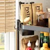 Organizador de tripé de armazenamento de cozinha gancho de metal plástico multifuncional com camadas de canto prateleira de rack multifuncional