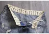 Herren -Denim -Shorts mit Löcher gewaschener koreanischer Stil Straight Quarter Patch Casual Jeans 240412