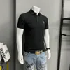 Basitlik Erkekler Polo Gömlek Ejderha Nakış Rozeti Yakası Yaka T-Shirt Yaz Yeni Moda İş Nedensel Uyum Pembe Üst Giyim