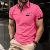 Мужские футболки летние новые высококачественные мужские мужские повседневные короткие рукавы с рубашкой полов с твердым цветом.