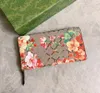 Luxurys Designer Wallets Geranium Flower Print Wholesale Lady Multicolor Coin Purse Long Wallet Colorful Cardes Holder