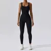 Women's Tracksuits Seamless jumpsuit for womens high elasticity yoga set running exercise set quick drying sleeveless fitness gym set 240424