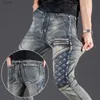 Men's Jeans Mens fashion brand ultra-thin design cool hip-hop personalized zipper fashion retro embroidered mens pantsL244