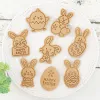 Formar 8st påskplastkakor Cutter Rabbit Egg Biscuit Mold 3D Cartoon Bunny Mold Cake Baking Tools Easter Party Decorations 2023