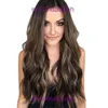 Novo gradiente médio de peruca longa cabelos cacheados feminino grande onda rosa rede
