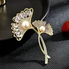 Brosches retro elegant ginkgo blad för kvinnor bröllop fest blomma brosch stift mode bijouterie broche femme bijoux de luxe