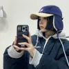 Softball Korean Corduroy Two bär baseballmössor Kvinnliga personlighetsbrev broderi Vinterörskydd Bombare hatt varma skidhattar