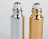 100pcs/Los schneller Versand 10 ml Metallrollen nachfüllbare Flasche für ätherische Öle UV-Roll-On-Glasflaschen Gold Silber Farben LL