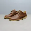 Casual Shoes Round Toe Comfortable Nubuck Men Solid Cow Skin Handmade Brown Genuine Leather Goodyear Welted Lace Up Leisure Flats Plain