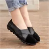 Zapatos informales 2024 Flats de mujer Mujer suave cuero genuino gran tamaño 35-44 bote de mocassin para mujeres gancho bucle mocasines deujer