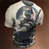 Herren-T-Shirts Japan Samurai Katze Grafik T-Shirts coole klassische Kunststil Herren und Frauendruck Ts Mode O-Neck Short Slve Loose Tops T240425