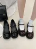 Dress Shoes Kawaii Bowknot Round Toe Mary Jane Pu Leather Women's Retro High-heel 6cm Buckle Jk Uniform Women Tea Party