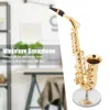 Saxophone instrument musical modèle miniature alto saxophone réplique avec stand et boîtier de modèle d'instruments plaqués or ornements