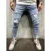 Jeans masculinos Ultra Fin Durned Jeans Mens Paness Hip-Hop Holas High Street Pants High