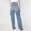 Women's Jeans Pants 2024 Summer Vintage Distressed Pure Cotton High Waisted Denim Wide Leg Straight