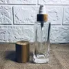 Lagringsflaskor lyxsparfum Atomizer Clear Empty Square 75 ml Glass Parfymflaska med spraypump för eteriskt oljehår