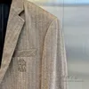 Mens Blazers Spring Khaki Brunello Business and Leisure Suit Cucinelli Jacket