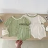 Ensemble de vêtements New Kids Baby Clothing Set 0-4 Y Collier en dentelle Tee et short 2 PCS Suit pour filles Toddler Toddler Thin Knitted Tenfit H240509