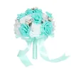 Fleurs décoratives Roses Pearl Bridesmaid Wedding Bouquet Bridal Artificiel Silk Outdoor Pot