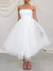 Casual Dresses Women Strapless Tulle Dress Solid Color Summer Backless Party For Cocktail Beach Streetwear Aesthetic Clothes
