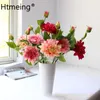 Decorative Flowers Artificial Decoration Silk Dahlias Peony Green Leaf Decor For Home Party Wedding