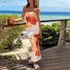 Robes décontractées Femmes Élégant Robe de plage de vacances Boho sans manches sans bretelles fleur imprimement fleurie corpon sexy long 2024