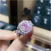 Zestawy biżuterii ślubnej 2024 INS TOP SPRZEDAŻ Luksus 925 Sterling Sier Fill Radiant kształt Pink Topaz CZ Diamond Dangle Kolczyki Kobiety Penda Dhtdf