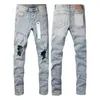 Damesbroeken Hoge kwaliteit 2024 Paarse Roca Brand Jeans Fashion Light Blue Knie Goles Slim Fit reparatie 28-40 Maat