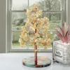 Sachets de bijoux arbre en pierre de cristal citrine naturel avec tranche d'agate Base de résine Lucky Money Bonsai Feng Shui décoration intérieure